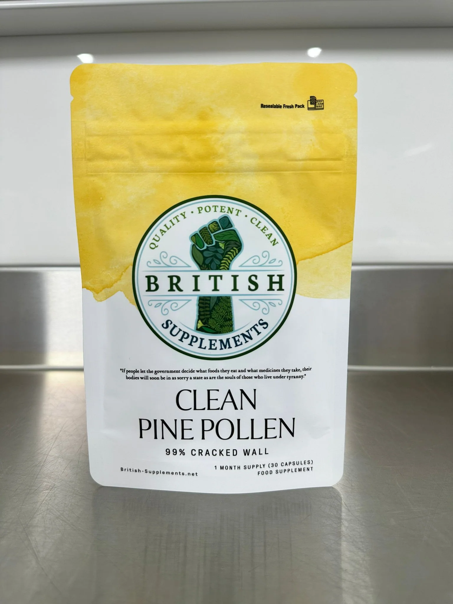 Clean Genuine Pine Pollen Capsules 422mg (99% Cracked Wall)