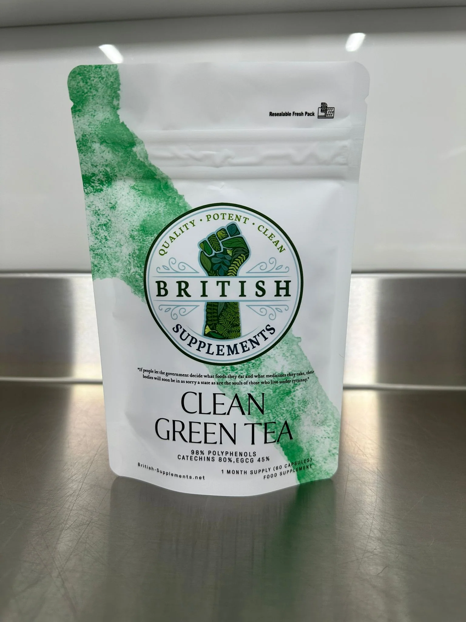Clean Genuine Green Tea Extract (Polyphenols 1,127mg Catechins 920mg ,EGCG 517mg)