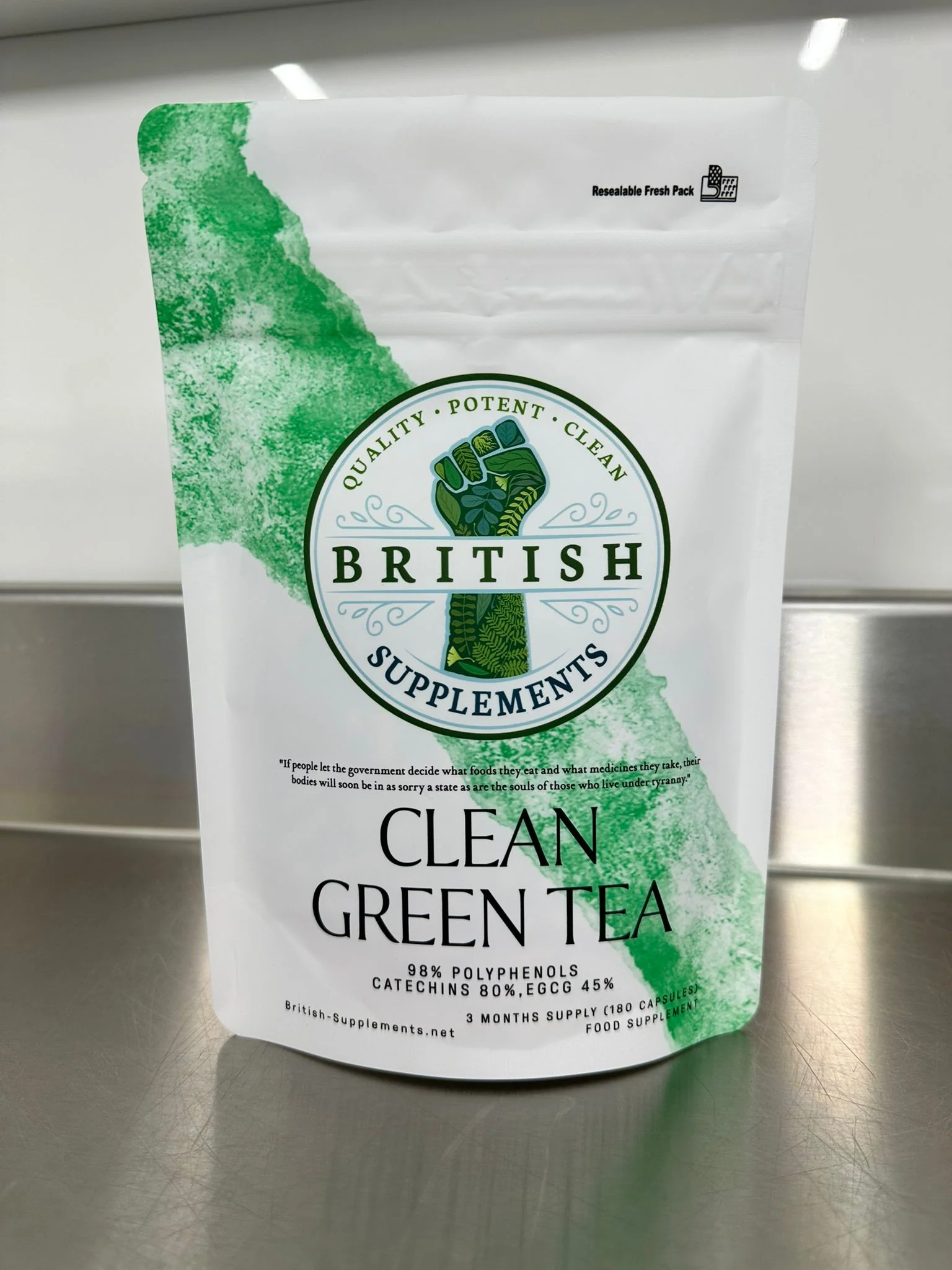 Clean Genuine Green Tea Extract (Polyphenols 1,127mg Catechins 920mg ,EGCG 517mg) - Image 3