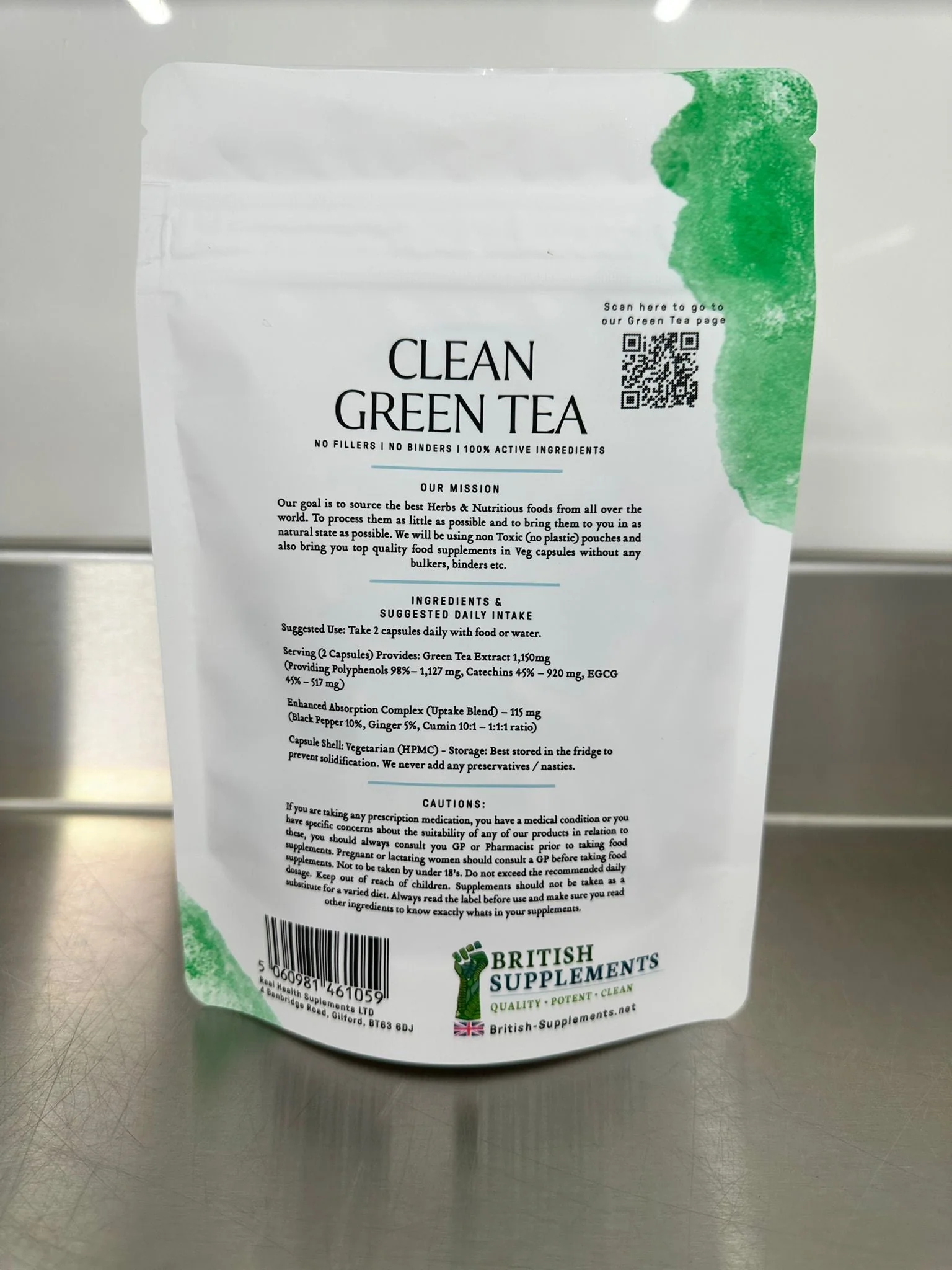 Clean Genuine Green Tea Extract (Polyphenols 1,127mg Catechins 920mg ,EGCG 517mg) - Image 4